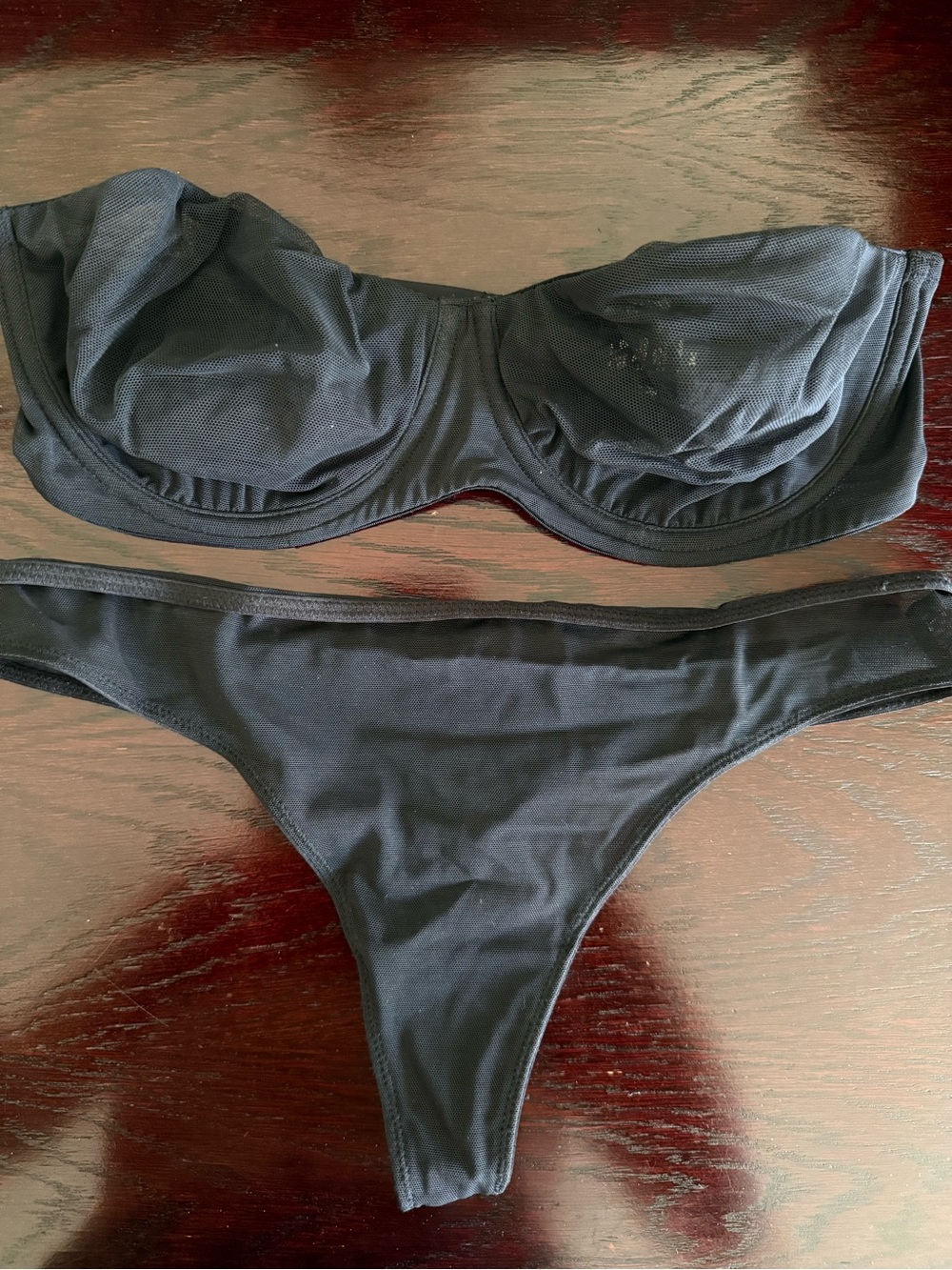 SKIMS Black Strapless Underwire Bikini Set